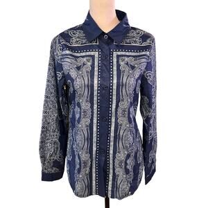 Misslook Women's Button Down Top Small Blue